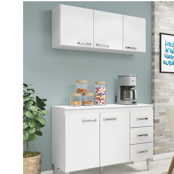 Cozinha Compacta 2 Peças 5 Portas 3 Gavetas Araçá Yescasa Bra