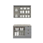 Cozinha Compacta 2 Peças 5 Portas 3 Gavetas Emily Cinza/calca