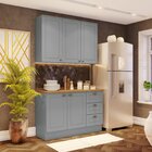Cozinha Compacta 2 Peças 5 Portas 3 Gavetas Emily Cinza/nature