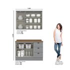 Cozinha Compacta 2 Peças 5 Portas 3 Gavetas Emily Cinza/nature