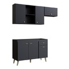 Cozinha Compacta 2 Peças 6 Portas 1 Gaveta 2 Nichos Atena