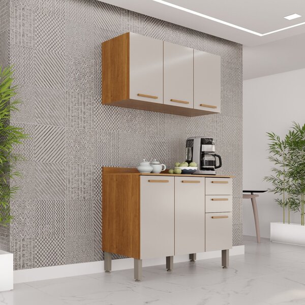 Cozinha Compacta 2 Peças 6 Portas 2 Gavetas Bella Cinamomo/of