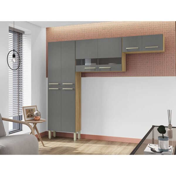 Cozinha Compacta 2 Peças Armário 4 Portas Sem Balcão 4 Portas