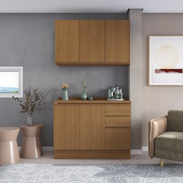 Cozinha Compacta 2 Peças Com Tampo Ciela Canela