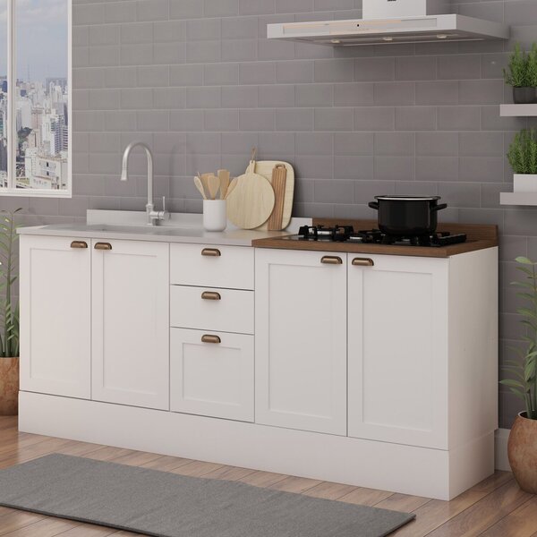 Cozinha Compacta 2 Peças Com Tampo Para Cooktop 100% Mdf Com