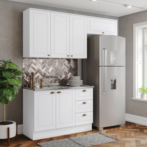 Cozinha Compacta 3 Peças 100% Mdf Americana Branco Hp