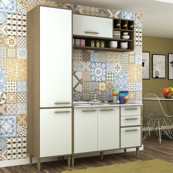 Cozinha Compacta 3 Peças 5 Portas 3 Gavetas Vitória Hecol Móv