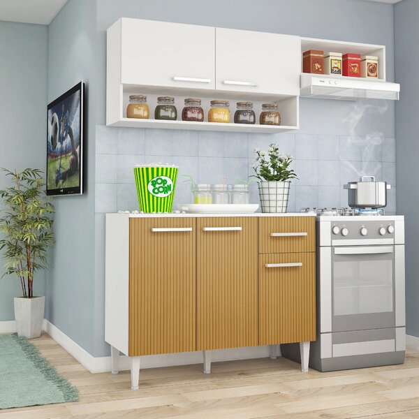 Cozinha Compacta 3 Peças 5 Portas Madri Espresso Móveis Branc