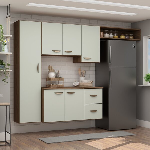 Cozinha Compacta 3 Peças 6 Portas 2 Gavetas Analu Espresso Mó