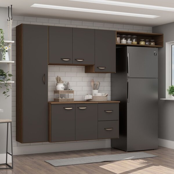 Cozinha Compacta 3 Peças 6 Portas 2 Gavetas Analu Espresso Mó