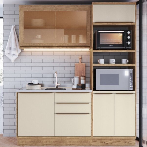 Cozinha Compacta 3 Peças 6 Portas 3 Gavetas Com Divisor De Ta