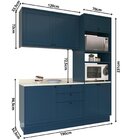 Cozinha Compacta 3 Peças 6 Portas 3 Gavetas Sevilha Azul Ório