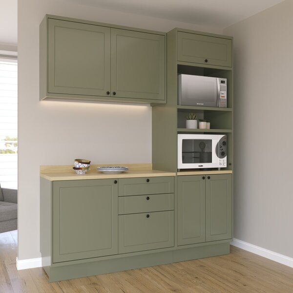 Cozinha Compacta 3 Peças 6 Portas 3 Gavetas Sevilha Verde Hil