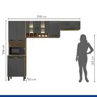 Cozinha Compacta 3 Peças 8 Portas Zafira  Cinamomo/grafite
