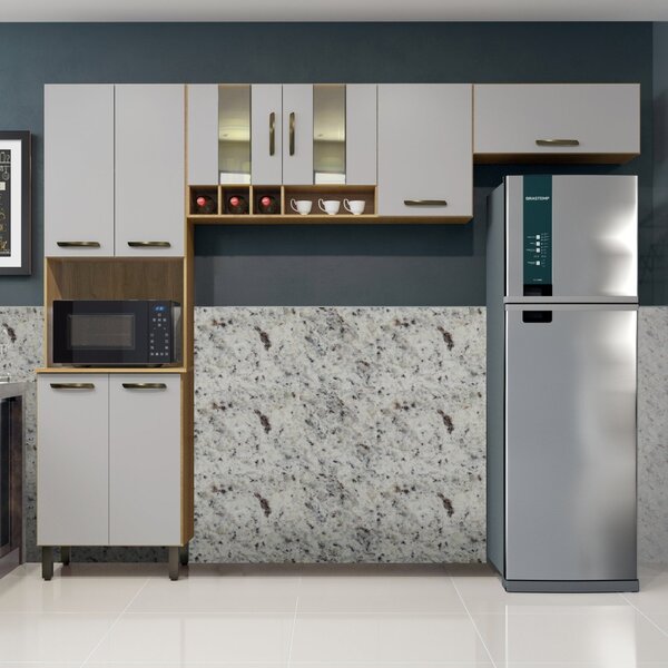 Cozinha Compacta 3 Peças 8 Portas Zafira  Cinamomo/off White