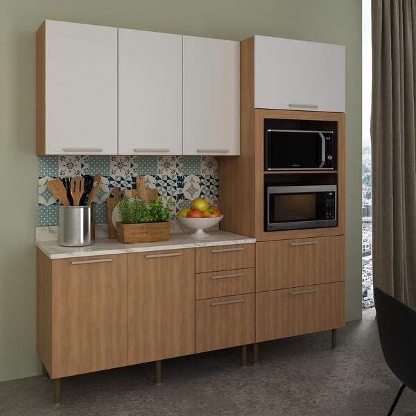 Cozinha Compacta 3 Peças Com Armário Paneleiro E Balcão Com T