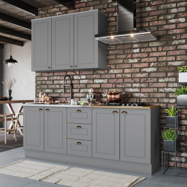 Cozinha Compacta 3 Peças Com Tampo Para Cooktop Emily Cinza/n