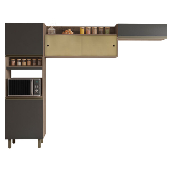 Cozinha Compacta 3 Peças E 5 Portas Com Nicho Micro-ondas Por