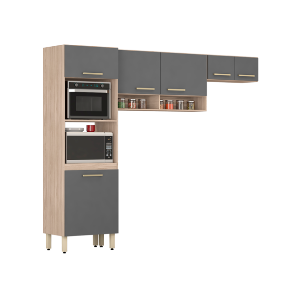 Cozinha Compacta 3 Peças Praga Avena Grafito