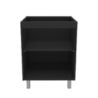 Cozinha Compacta com Gabinete Armário Superior e Balcão Preto e Nogal Spring