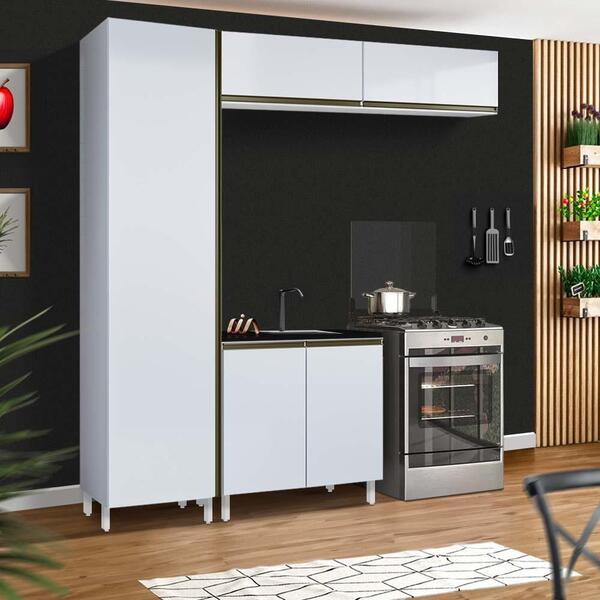 Cozinha Compacta 4 Módulos 100% Mdf Com Porta Basculante Bran