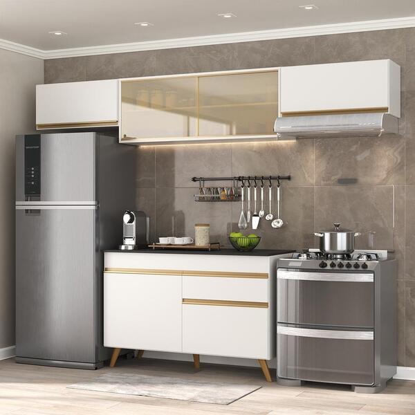 Cozinha Compacta 4 Pç C/ Armário E Balcão Mp3698 Veneza Gw Mu