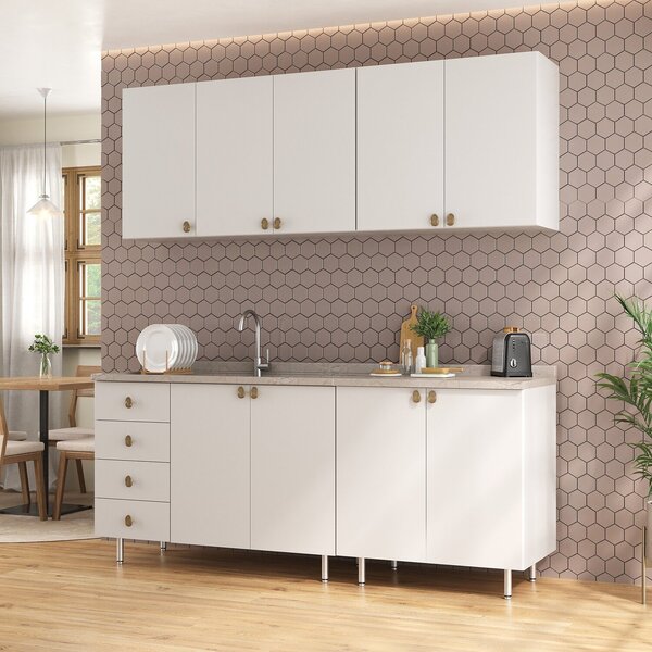 Cozinha Compacta 4 Peças 100% Mdf Bp 2 Balcões 2 Aereos Maran