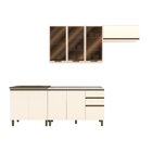 Cozinha Compacta 4 Peças 100% Mdf Com Aéreo Para Geladeira Co