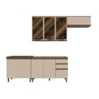 Cozinha Compacta 4 Peças 100% Mdf Com Aéreo Para Geladeira Du