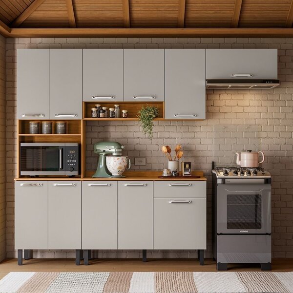 Cozinha Compacta 4 Peças 11 Portas 1 Gaveta Com Paneleiro Par