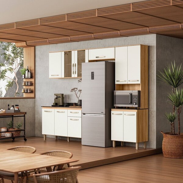 Cozinha Compacta 4 Peças 11 Portas 1 Gaveta Vidro Reflecta Fi