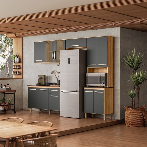 Cozinha Compacta 4 Peças 11 Portas 1 Gaveta Vidro Reflecta Fi