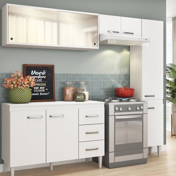 Cozinha Compacta 4 Peças 1 Balcão 1 Paneleiro 2 Armários Aére