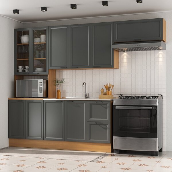 Cozinha Compacta 4 Peças 1 Paneleiro Duplo 2 Aéreos 1 Balcão