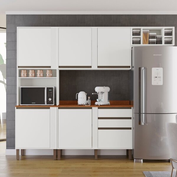Cozinha Compacta 4 Peças 5 Portas 2 Gavetas Pérola Branco