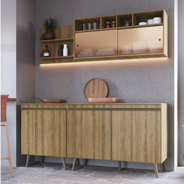 Cozinha Compacta 4 Peças 6 Portas 2 Prateleiras One  Verde Be