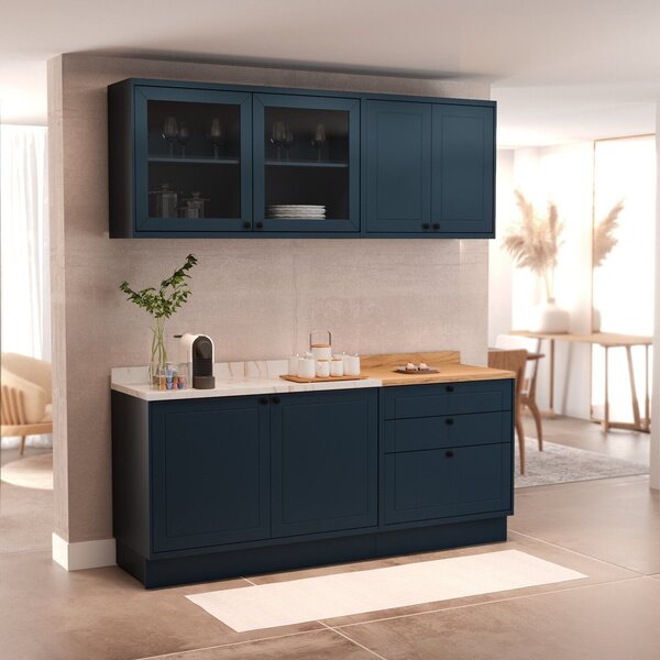 Cozinha Compacta 4 Peças 6 Portas 3 Gavetas 1 Tampo Sevilha A