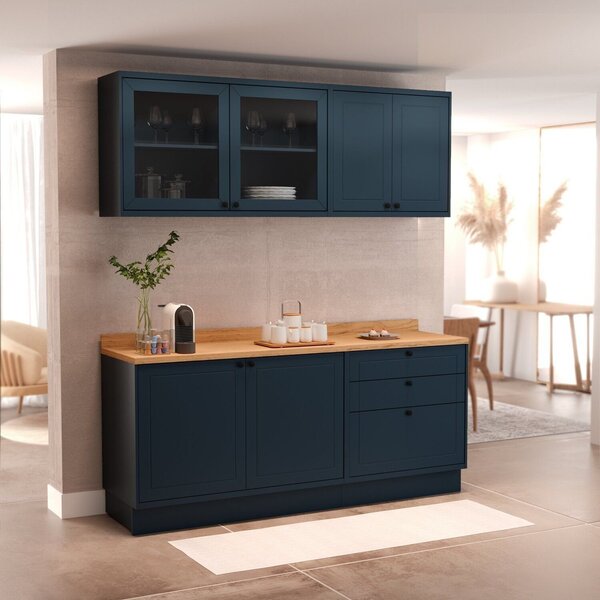 Cozinha Compacta 4 Peças 6 Portas 3 Gavetas Com Tampo Sevilha