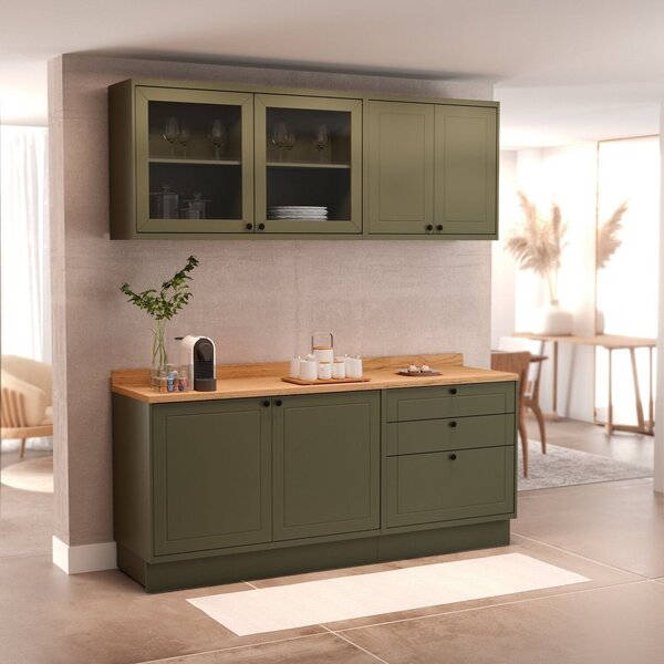 Cozinha Compacta 4 Peças 6 Portas 3 Gavetas Com Tampo Sevilha