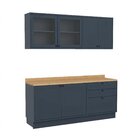 Cozinha Compacta 4 Peças 6 Portas 3 Gavetas Com Vidro E Tampo