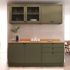 Cozinha Compacta 4 Peças 6 Portas 3 Gavetas Com Vidro E Tampo