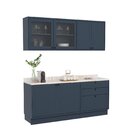 Cozinha Compacta 4 Peças 6 Portas 3 Gavetas Sevilha Azul Órion