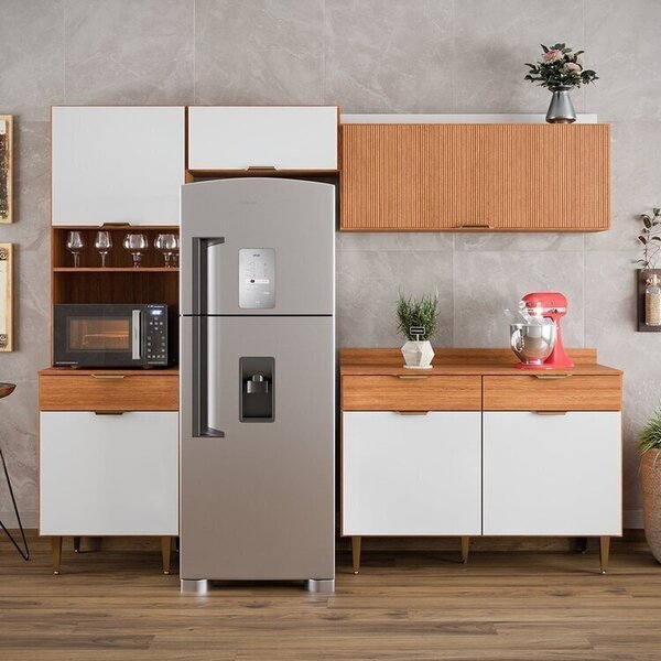 Cozinha Compacta 4 Peças 6 Portas 3 Gavetas Vittoria Freijó/o
