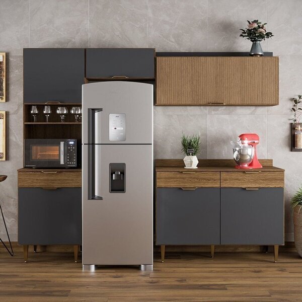 Cozinha Compacta 4 Peças 6 Portas 3 Gavetas Vittoria Ipê Wood