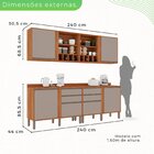 Cozinha Compacta 4 Peças 6 Portas 4 Gavetas Pérola Cinamomo/o