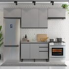 Cozinha Compacta 4 Peças 7 Portas Diva Espresso Móveis Cinza