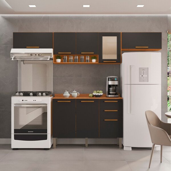 Cozinha Compacta 4 Peças 8 Portas 2 Gavetas Bella Cinamomo/gr