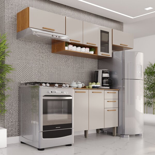 Cozinha Compacta 4 Peças 8 Portas 2 Gavetas Bella Cinamomo/of