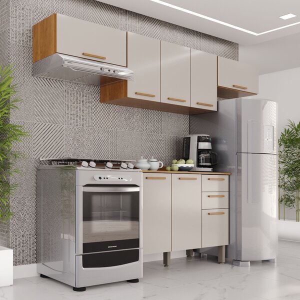 Cozinha Compacta 4 Peças 8 Portas 2 Gavetas Bella Cinamomo/of