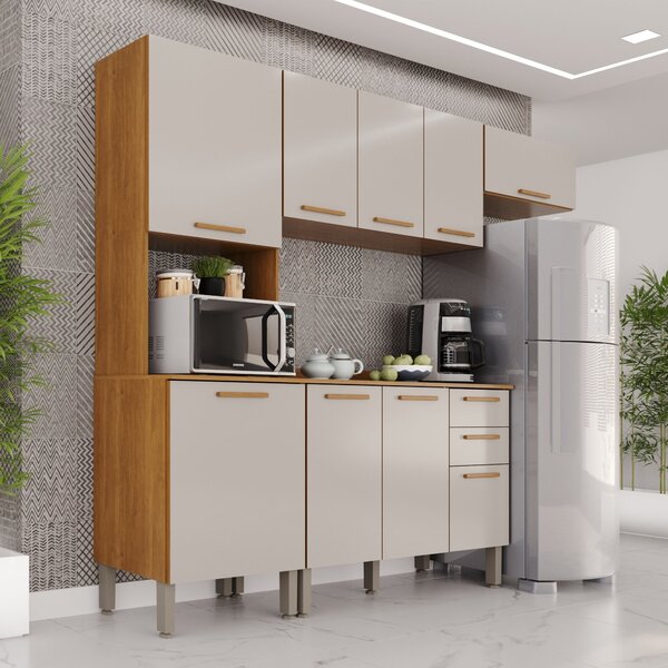 Cozinha Compacta 4 Peças 9 Portas 2 Gavetas Bella Cinamomo/of